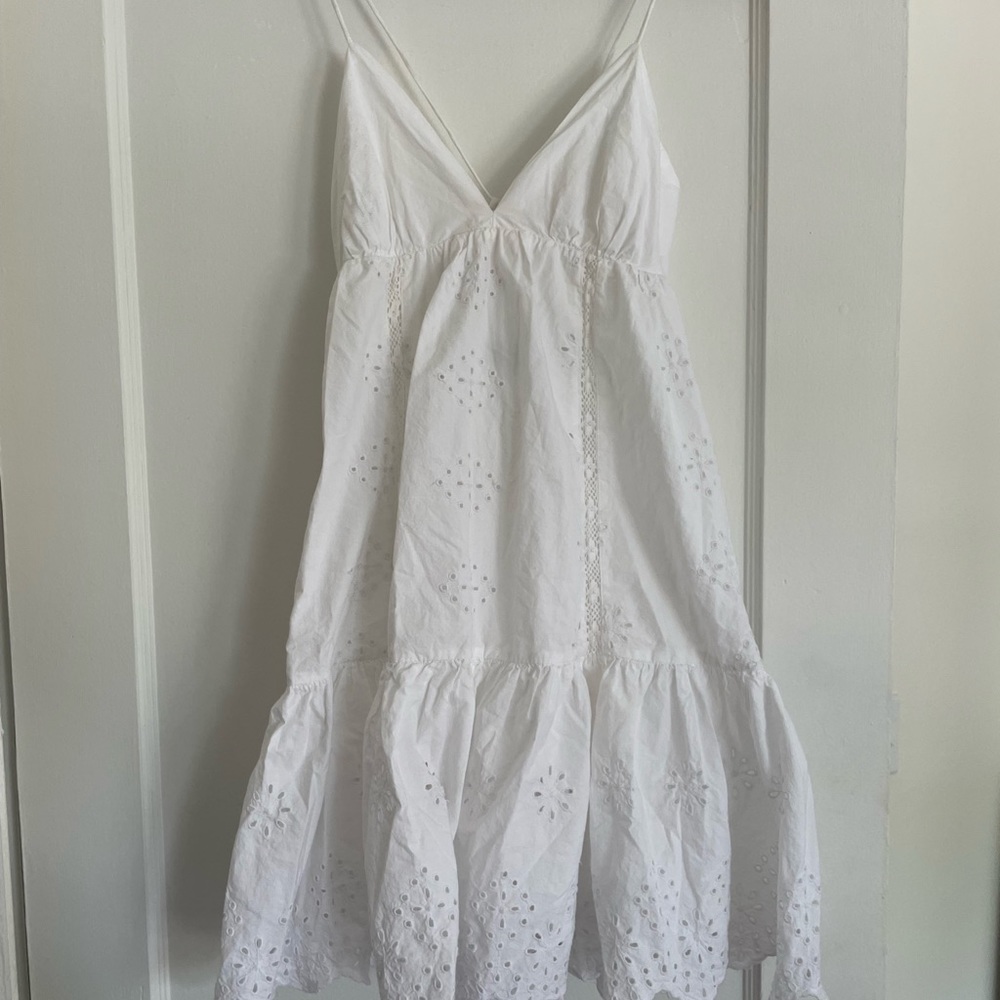 White embroidered zara babydoll dress